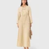 Maxikleid mit Plissee und Lochstickerei