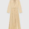 Maxikleid mit Plissee und Lochstickerei