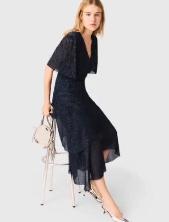 Metallic-Midi-Kleid mit Rüschen