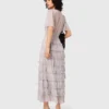 Metallic-Midi-Kleid mit Rüschen