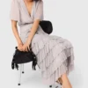 Metallic-Midi-Kleid mit Rüschen