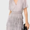 Metallic-Midi-Kleid mit Rüschen