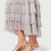 Metallic-Midi-Kleid mit Rüschen