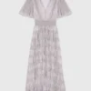 Metallic-Midi-Kleid mit Rüschen