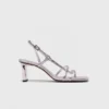 Metallic-Riemchensandalen mit Absatz