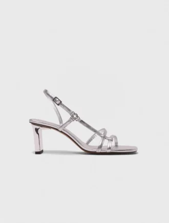 Metallic-Riemchensandalen mit Absatz