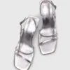 Metallic-Riemchensandalen mit Absatz