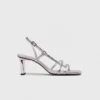 Metallic-Riemchensandalen mit Absatz