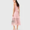 Midi-Kleid aus Häkelstoff mit Strasssteinen