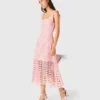 Midi-Kleid aus Häkelstoff mit Strasssteinen