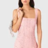 Midi-Kleid aus Häkelstoff mit Strasssteinen