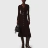 Midi-Strickkleid mit Knöpfen