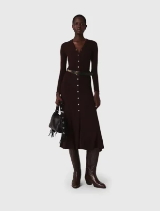 Midi-Strickkleid mit Knöpfen
