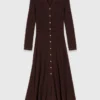 Midi-Strickkleid mit Knöpfen
