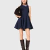 Mini-Jeans-Kleid mit Rüschen