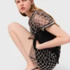 Mini-Kleid aus besticktem Tüll