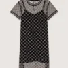 Mini-Kleid aus besticktem Tüll