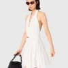Mini-Kleid mit Stickerei und rückenfreiem Ausschnitt
