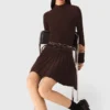 Mini-Skater-Kleid mit hohem Kragen