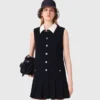 Mini-Tweed-Kleid mit abnehmbarem Kragen