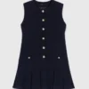 Mini-Tweed-Kleid mit abnehmbarem Kragen
