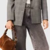 Miss M Mini-Tasche aus Wildleder mit Ziernähten