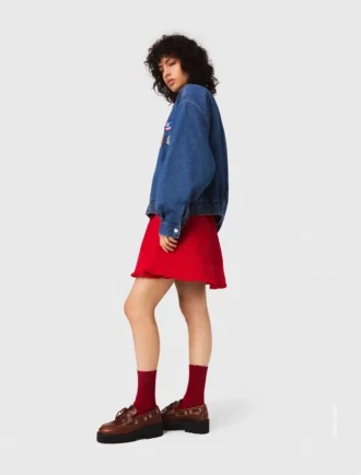 Oversized-Jeansjacke mit Stickerei