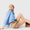 Plissierte Baumwollshorts