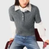 Pullover mit abnehmbarem Perlenkragen