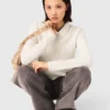 Pullover mit Perlenkragen und Rippmuster