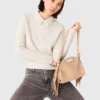Pullover mit Perlenkragen und Rippmuster