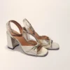 Sandalen aus Metallic-Leder mit Absatz