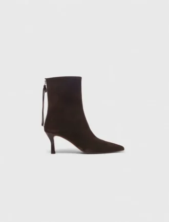 Schokoladenbraune Stiefeletten aus Wildleder mit Reißverschluss
