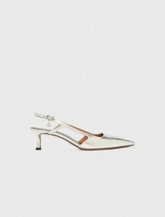 Silberne Riemchen-Pumps