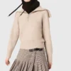 Strass-Pullover mit halbem Reißverschluss
