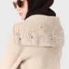 Strass-Pullover mit halbem Reißverschluss