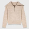 Strass-Pullover mit halbem Reißverschluss