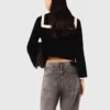 Strickjacke mit Samtoptik