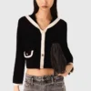 Strickjacke mit Samtoptik
