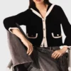 Strickjacke mit Samtoptik