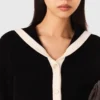 Strickjacke mit Samtoptik