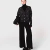 Strickjacke mit Strass-Karomuster