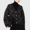 Strickjacke mit Strass-Karomuster