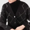 Strickjacke mit Strass-Karomuster