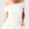 Top mit Bardot-Ausschnitt aus Rippstrick