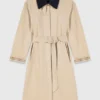 Trenchcoat mit kontrastierenden Ärmeln und Kragen