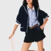 Tweed-Shorts mit Denim-Details