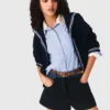 Tweed-Shorts mit Denim-Details