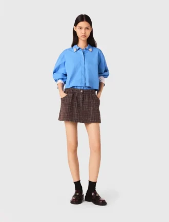 Tweed-Shorts mit elastischem Bund