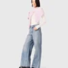 Weit geschnittene Jeans mit durchgehenden Strasssteinen